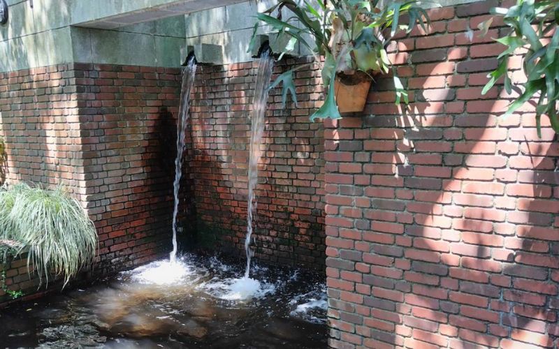 神戸布引ハーブ園の木陰にある水の流れるスポット