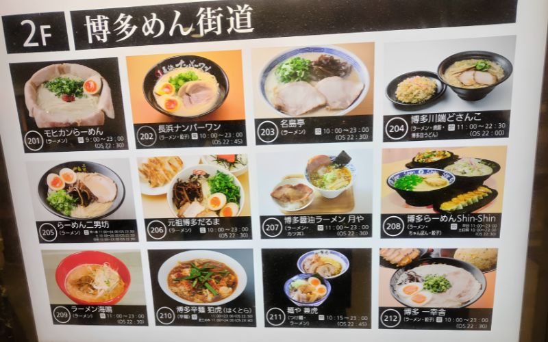 「博多めん街道」のラーメン案内板