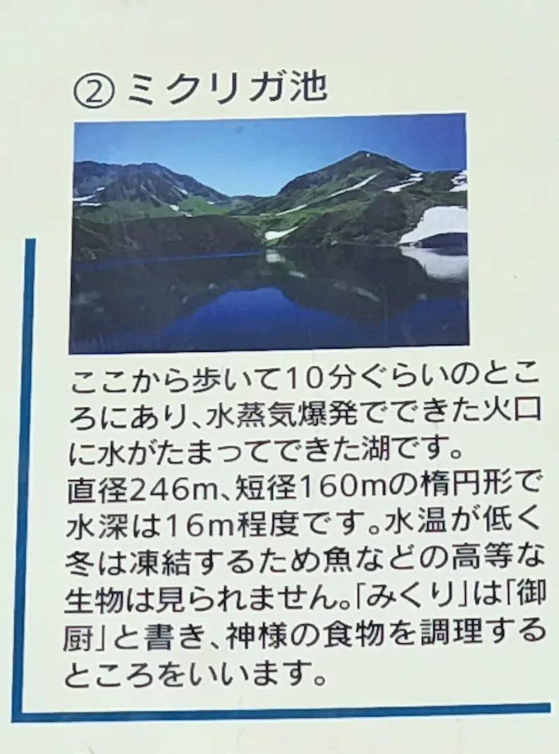 みくりが池について書かれた案内板